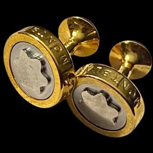 Montblanc Rose Gold Silver Tone Round Shirt Cuff Star Cufflinks Made in Germany